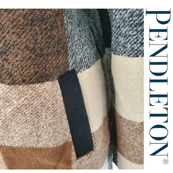 Pendleton | Ladies' Wool Blend Walker Coat | Charcoal/Camel | NWT - Picture 3 of 7